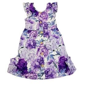 Little Bum Bums Bums and Roses Purple Floral Bamboo Dress, Size 4T